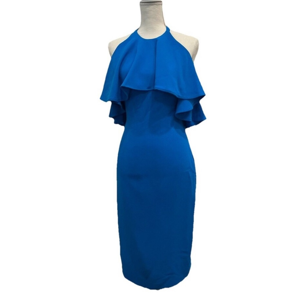 Alberto Makali Ruffled Halter Sheath Dress